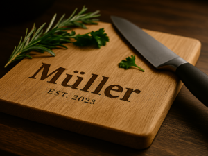 Holz-Schneidebrett mit Lasergravur