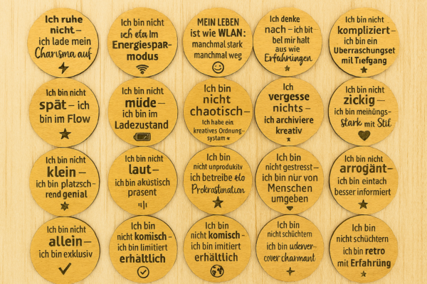 Schlüsselanhänger – Humor trifft Holz (Set)
