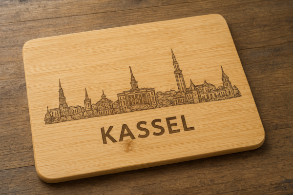 Bambus Schneidebrett mit Lasergravur (Kassel Skyline)
