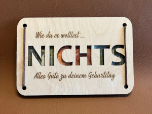 Holzumschlag „Wie du es wolltest … NICHTS“